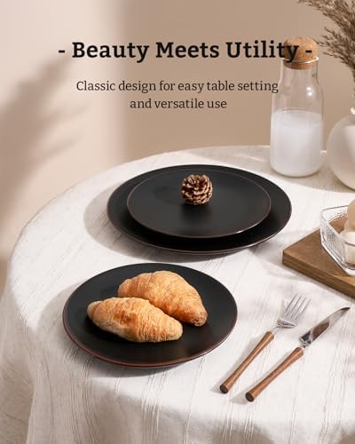 Famiware Venus Plates and Bowls Sets, 12pcs Stoneware Dinnerware Set