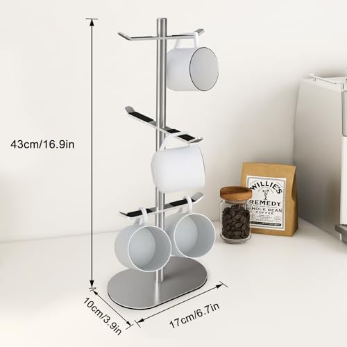 Mug Holder Tree, Coffee Cup Holder with 6 Hooks, Coffee Mug Rack