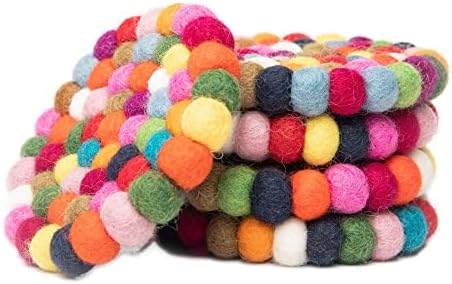 Round Felt Ball Coasters - 100% Merino Wool Table Coasters - Felt