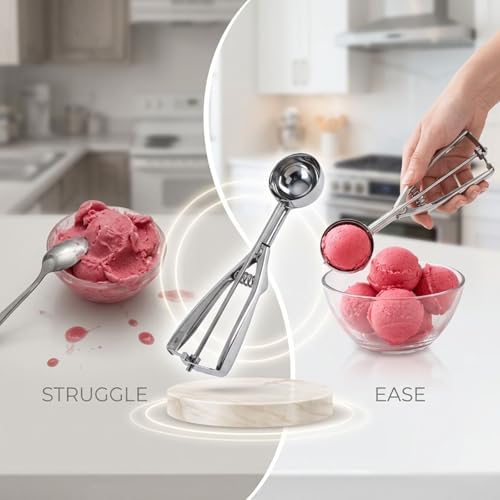 Stainless Steel Ice Cream Scoop Set, 3 Pcs With Ergonomic Handle
