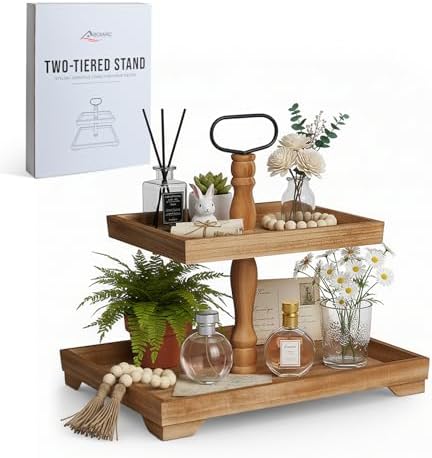 Rustic Tiered Tray, Farmhouse Tiered Serving Tray Decor
