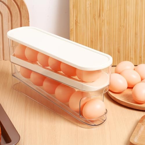 Egg Holder Sliding Rack Plastic Dual Layer Dispenser