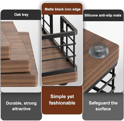 Wican Oak and Iron Guest Towel Holder Tray