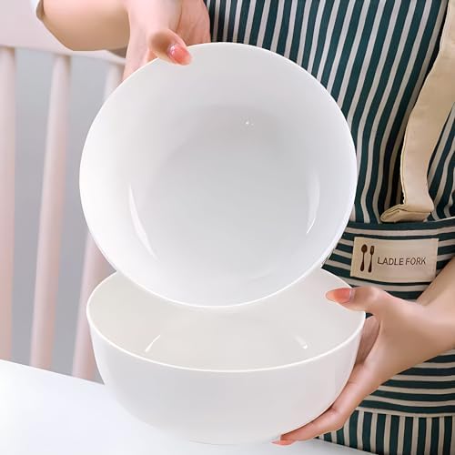 60 oz Large Soup Bowl, Pho Bowls, 8-Inch Off-White Porcelain Bowls Set
