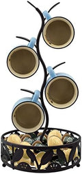 CUKE2BEET Mug Tree with Basket, Coffee Mug Holder