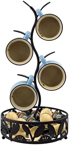 CUKE2BEET Mug Tree with Basket, Coffee Mug Holder