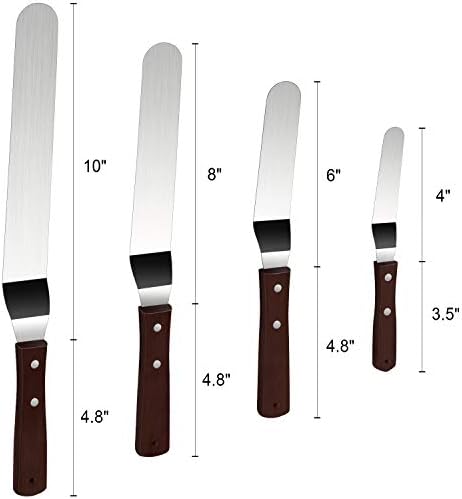 4 Pack Offset Spatula Set for Cake Decorating, Icing and Frosting