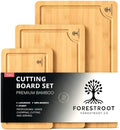 Bamboo Cutting Board for Kitchen, 3-Piece Natural Bamboo Chopping