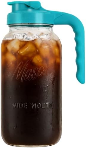 Mason Jar Pitcher - Airtight & Leakproof Glass Pitcher with Lid