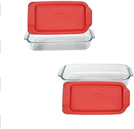 Pyrex 233 3-Quart Glass Baking Dish with Lid, 2-Pack