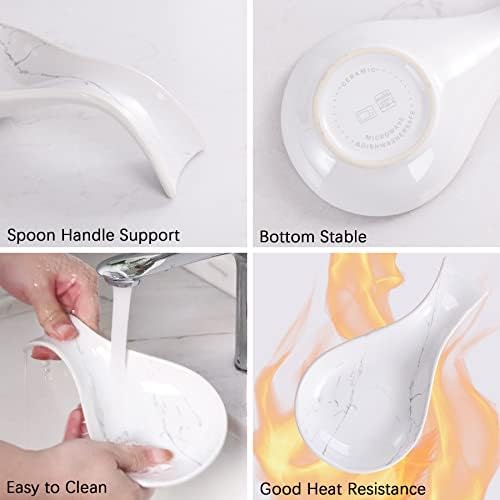 Spoon Rest for Stove Top, Kitchen Spoon Holder, White Marble Spoon