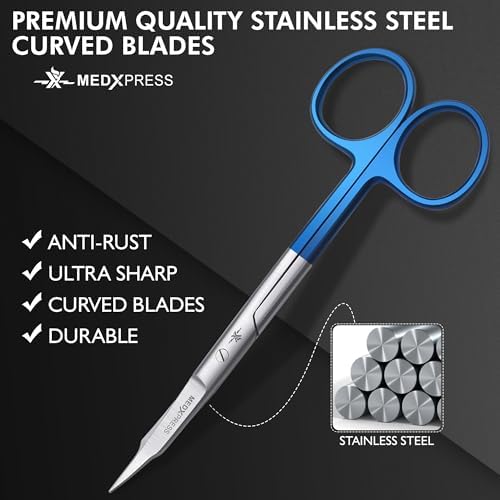 Blue Handle Premium Embroidery Scissors Curved for Art & Craft
