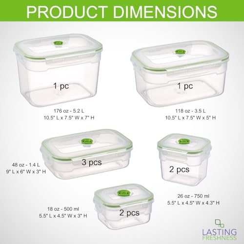 Lasting Freshness Vacuum Seal Food Storage Containers with Hand Pump