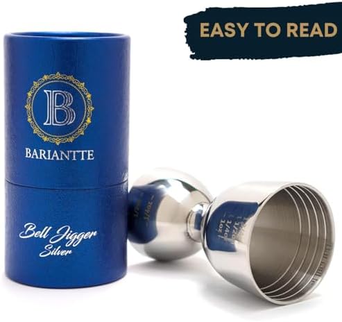 BARIANTTE Silver Bell Double Jigger - Premium Cocktail Measure, 2 oz &
