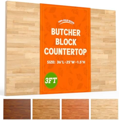Unfinished Birch Butcher Block Countertop, 25" x 36" x 1.5"