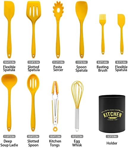 11-Piece Yellow Silicone Kitchen Utensils Set