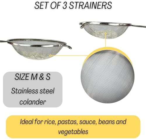 Mesh Strainers - Stainless Steel Fine Mesh Strainer Set of 3 with