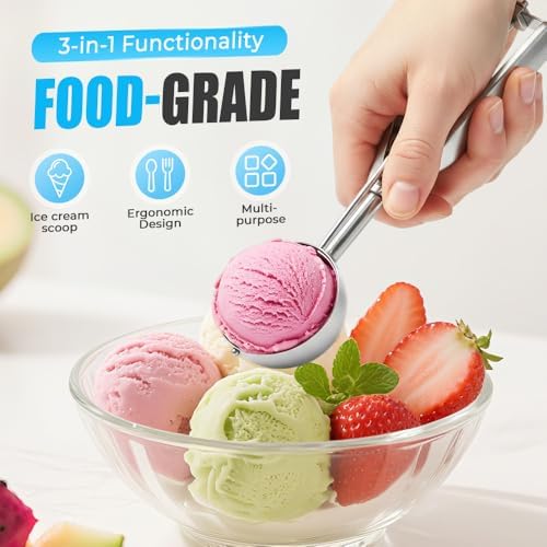 Ice Cream Scoop, 3Pcs Cookie Scoop Set, Multipurpose Stainless Steel