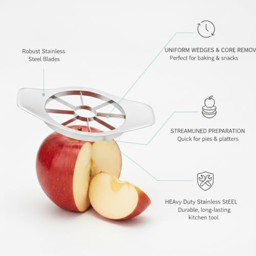 Apple Slicer and Corer, Stainless Steel Fruit Cutter for Uniform