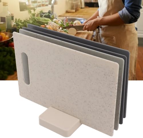 4Pcs Plastic Cutting Board Set with Storage Rack, Chopping Boards for
