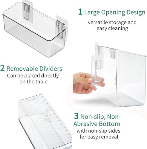vacane 4 Pack Plastic Over Cabinet Door Organizer, Adhesive Mount