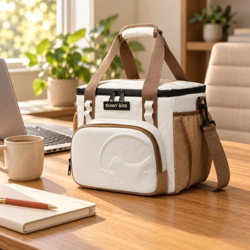 SUNNY BIRD 12L Large Insulated Lunch Bag, Leakproof and Foldable Lunch