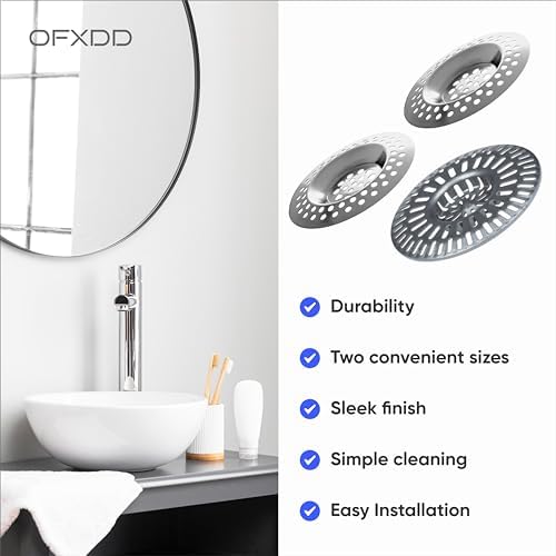 Shower Drain Hair Catchers - Stainless Steel & Plastic Sink Strainers
