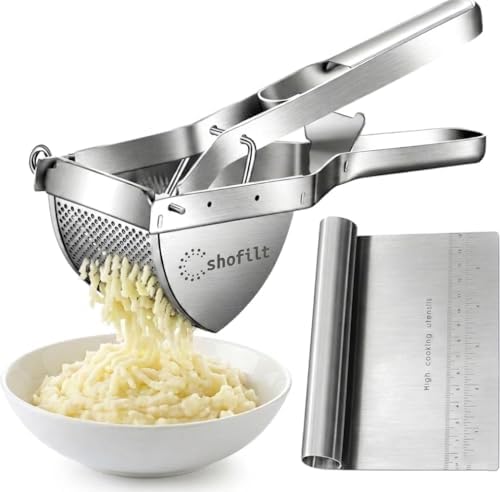 Potato Ricer Stainless Steel with Dough Scraper, Ricer for Mashed