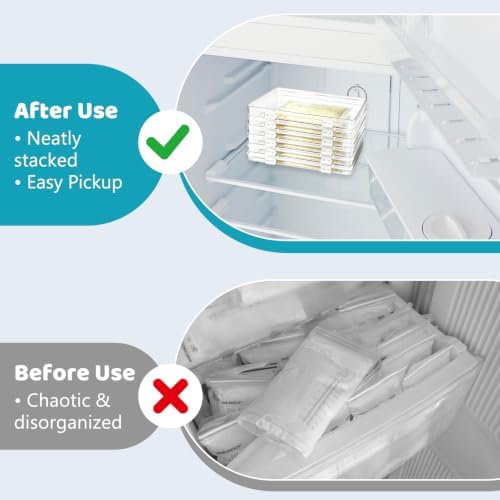 12 Pcs Clear Flat Breast Milk Freezer Storage Organizer,Space Saving