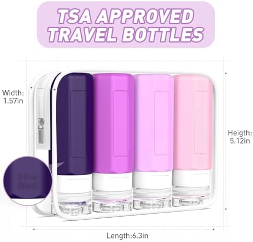 Redfly Travel Bottles for Toiletries 3oz, Silicone Travel Size