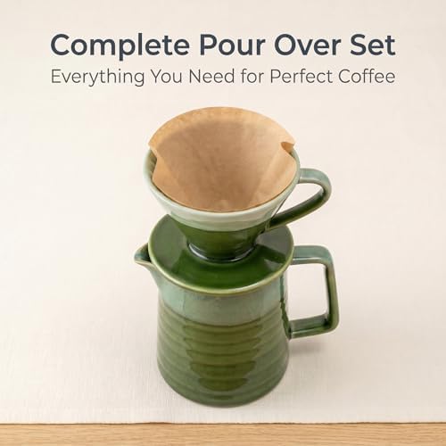 Topadorn 15oz Pour Over Coffee Maker Set, Ceramic Dripper & Carafe
