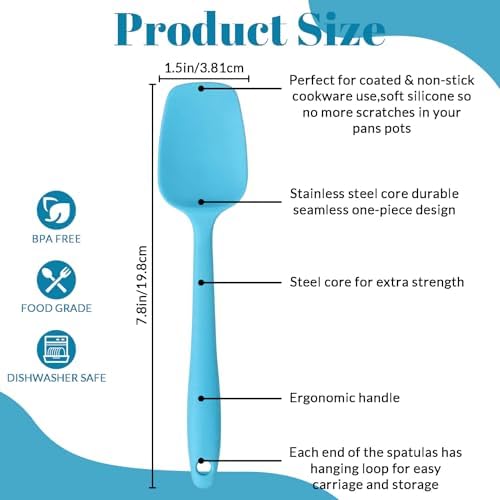 6 Pack Small Silicone Spatula - Rubber Spatula for Baking Cooking