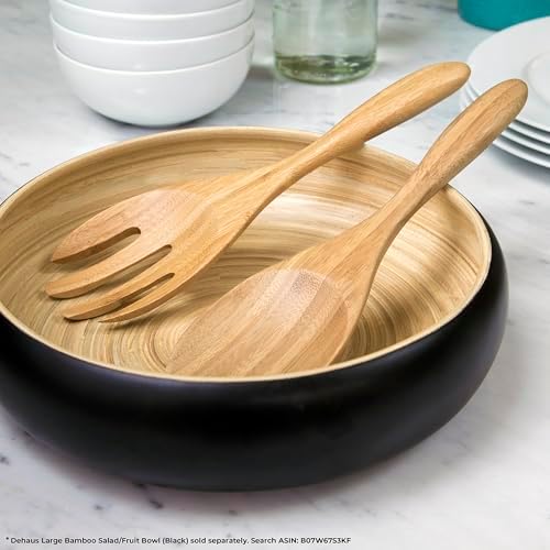 Dehaus® 12" Extra Large Bamboo Salad Servers - Wooden Salad Serving
