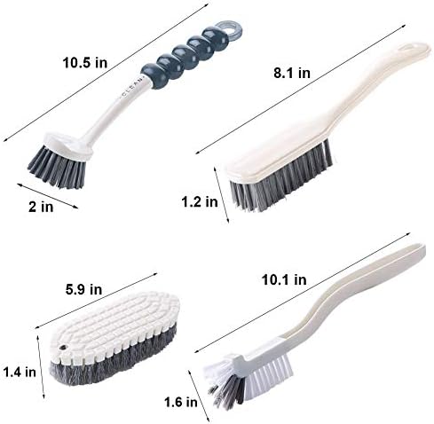 Dish Brush Set, Kitchen Scrub Brush with Handle, 4-Pack
