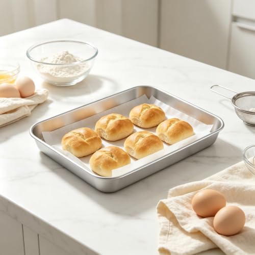 Baking Sheet Set of 2, Pastry Sheet Pan Pair Stainless Steel, 10X8