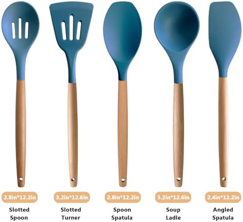 Silicone Kitchen Cooking Utensils Set 5Pcs Non-Stick Silicone Kitchen