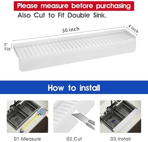 Snuggery 30"x4" Silicone Sink Edge Protector&Splash Guard with Suction