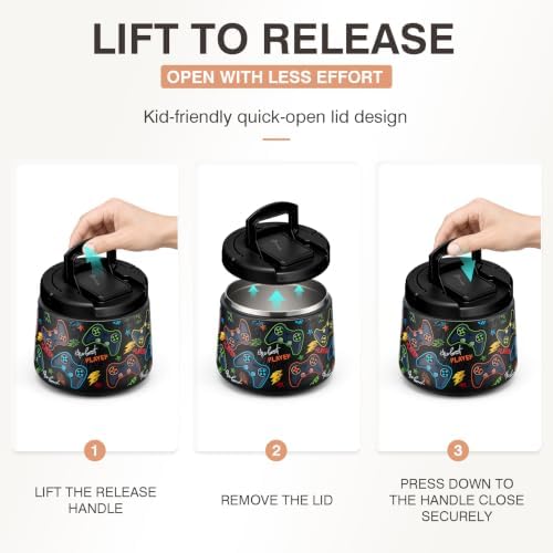 14oz Insulated Vacuum Food Jar with Buckle Lid,Soup Thermo for Hot
