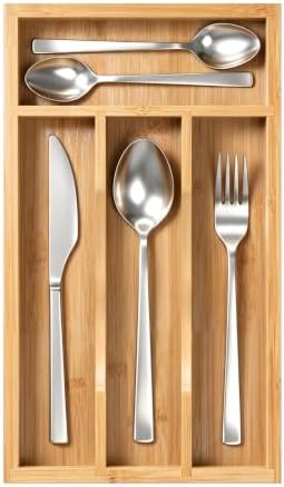 Small Silverware Drawer Organizer, 4 Slots Kitchen Drawer Tray
