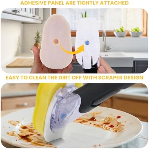 RIMAY Soap Dispensing Dish Brush Set, 10 Sponge Refills