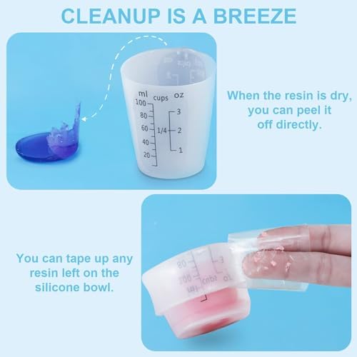 Creahaus 12pcs Silicone Measuring Cups for Resin, 100ml Non-Stick