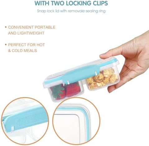 Greentainer 4 Pack Snack Containers with Lids, 2-Compartment