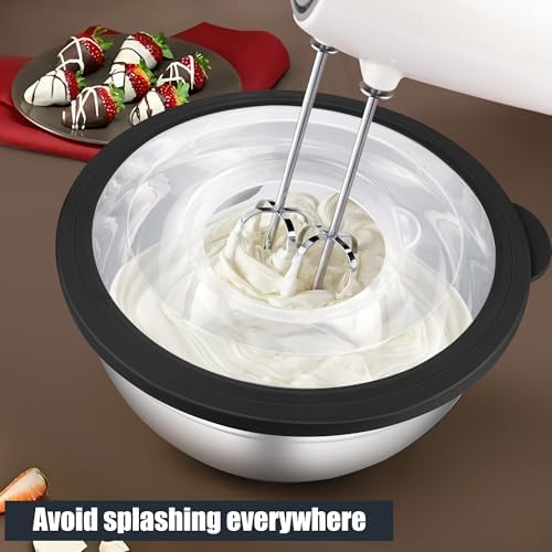 HaWare Mixing Bowl with Colander, 4-1 Bowl with Lids & 3Pcs Nesting