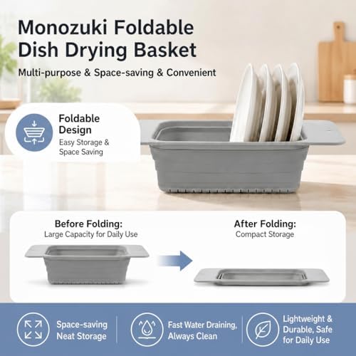 Monozuki Collapsible Colander – Space Saving Silicone Kitchen