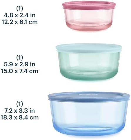 Pyrex Colors 3-Pack Medium Glass Food Storage Containers