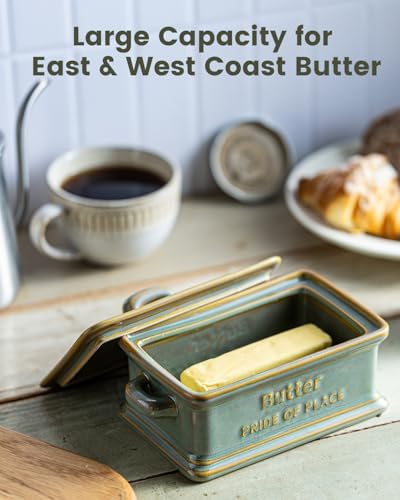 Zoeeker Butter Dish with Lid, Ceramic Butter Holder Container for