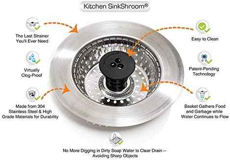 Kitchen SinkShroom Stainless Steel Sink Strainer, Black, 6-Pack