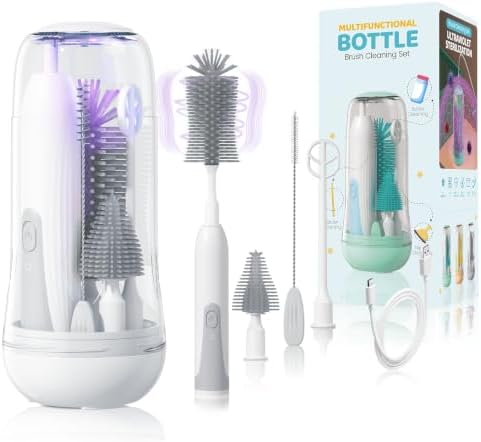 Portable Electric Bottle Brush Cleaner with Storage Box, 4-in-1 Kit