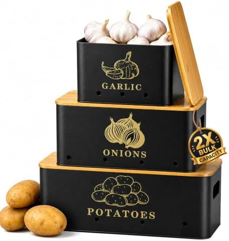 Orionstar Potato and Onion Storage Bins, 2X Bulk Capacity, 3 Pack