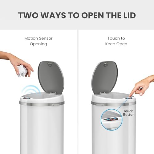 iTouchless 13 Gallon Round Sensor Kitchen Trash Can